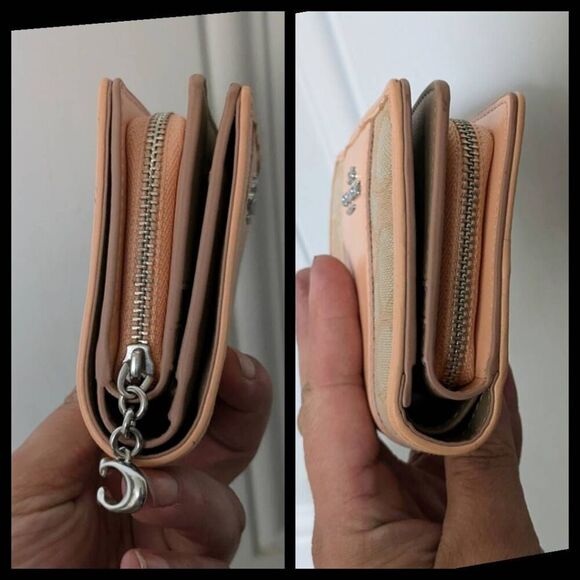 Coach Signature C Jacquard Canvas & Leather Faded Blush Snap Wallet - Picture 6 of 8